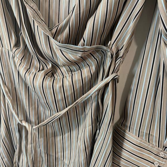 Free People Women's Arlo Top Blouse Long Sleeve Wrap Stripe Medium Gray Blue - Picture 5 of 8